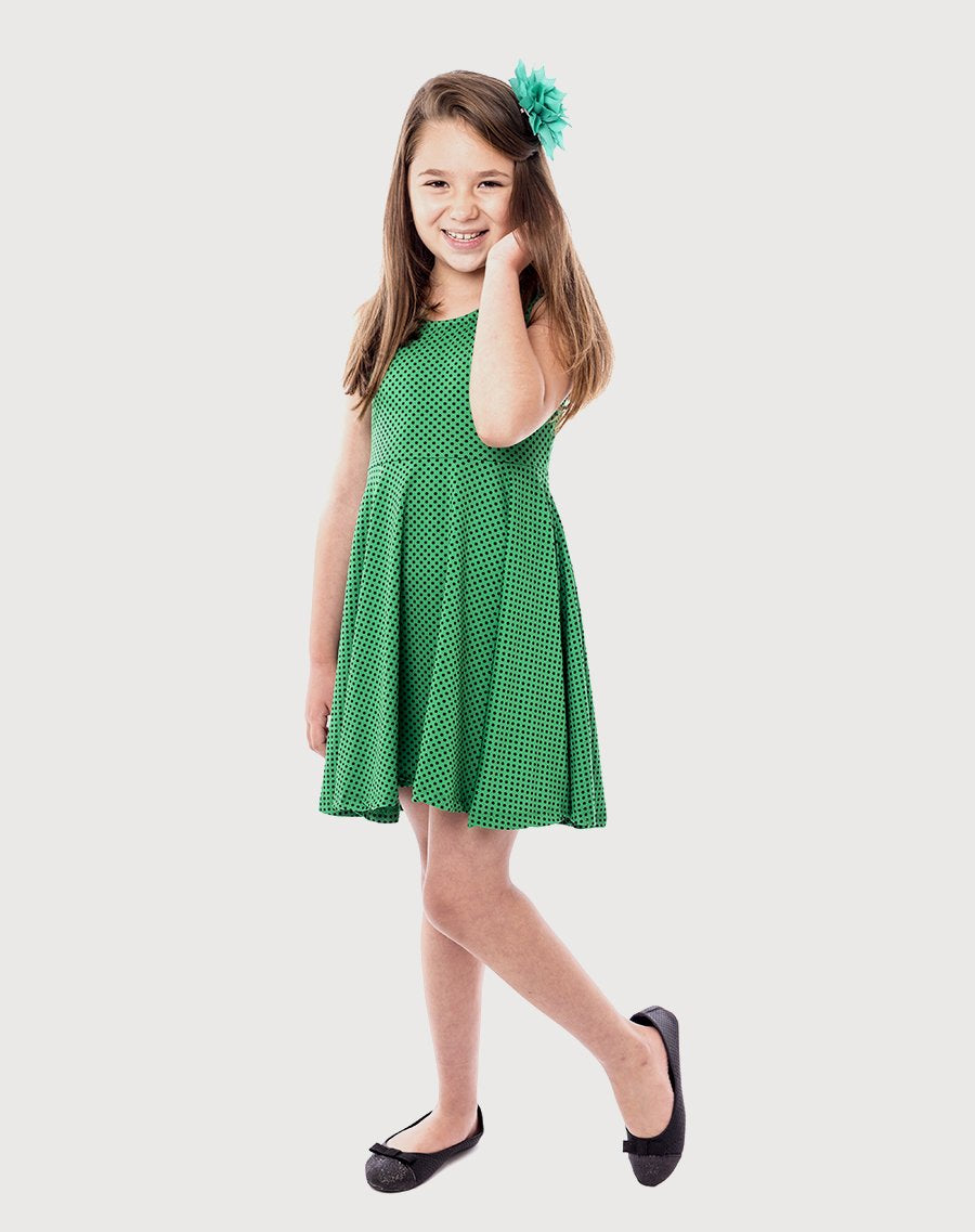 Green Dotted Midi Dresses